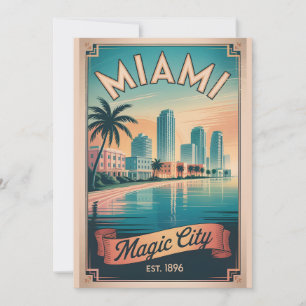 Retro Miami Florida Magische Stad Reizen Feestdagenkaart