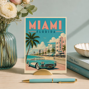 Retro Miami Florida Reisposter Briefkaart