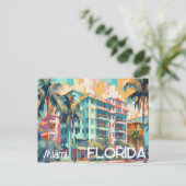Retro Miami Florida South Beach Briefkaart (Staand voorkant)