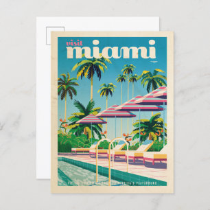 retro Miami pool Briefkaart