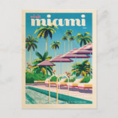  retro Miami pool Briefkaart (Voorkant)