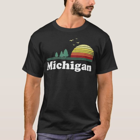 Retro Michigan Afbeelding Novelty Home MI State So T-shirt (Voorkant)