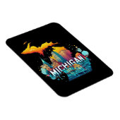 Retro  Michigan State Kaart Magneet (Rechterzijde)