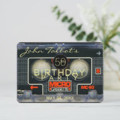 Retro Micro Audiotape 50th Birthday Invitation Kaart (Staand voorkant)