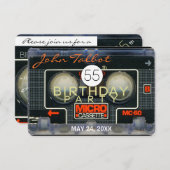 Retro Micro Audiotape 55th Birthday Invitation Kaart (Voorkant / Achterkant)