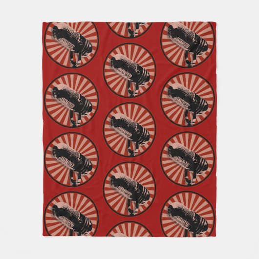 Retro microfoon grafisch in rood fleece deken (Voorkant)