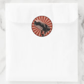 Retro microfoon grafisch in rood ronde sticker (Tas)