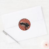 Retro microfoon grafisch in rood ronde sticker (Envelop)