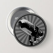Retro microfoon grafisch ronde button 7,6 cm (Voorkant /achterkant)