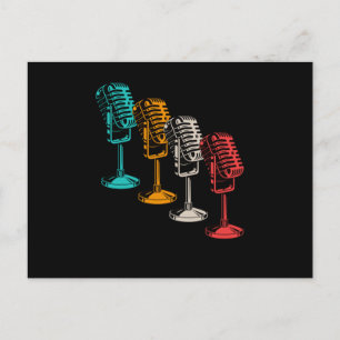 Retro Microfoon Mic Musician Singing Gift Briefkaart