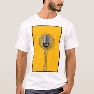 Retro Microfoon op Krachtig Geel T-shirt
