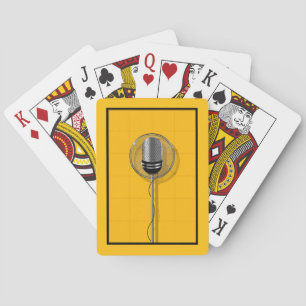 Retro Microfoon op stevig geel Pokerkaarten