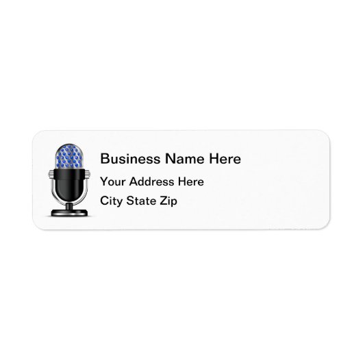 Retro Microphone Business Return Address Labels (Voorkant)