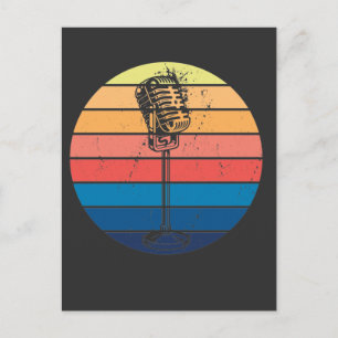 Retro Microphone grafische Musical Karaoke Singer Briefkaart