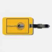 Retro Microphone on Bold Yellow Bagagelabel (Achterkant horizontaal)