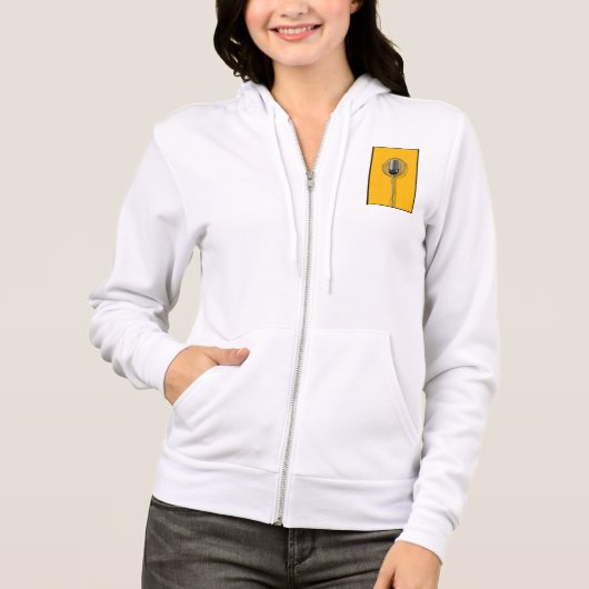 Retro Microphone on Bold Yellow Hoodie (Voorkant)