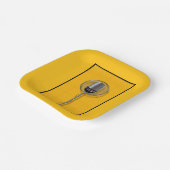 Retro Microphone on Bold Yellow Papieren Bordje (Gebogen)