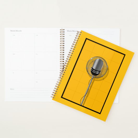 Retro Microphone on Bold Yellow Planner (Display)