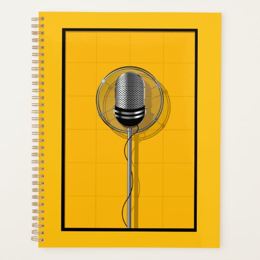 Retro Microphone on Bold Yellow Planner (Voorkant)
