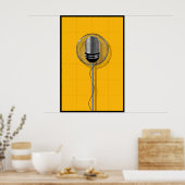 Retro Microphone on Bold Yellow Poster (Keuken)