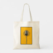 Retro Microphone on Bold Yellow Tote Bag (Achterkant)