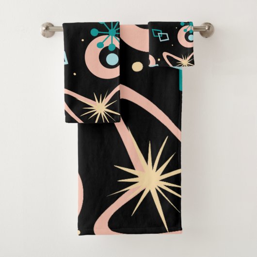 Retro Mid Century Abstract Pattern Teal And Coral (En situation)