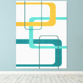 Retro Mid Century Atomic Age 23 Blauwgroen, Sinaas Canvas Afdruk (Insitu (Houten vloer))