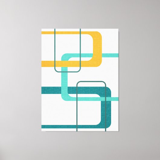 Retro Mid Century Atomic Age 23 Blauwgroen, Sinaas Canvas Afdruk (Voorkant)