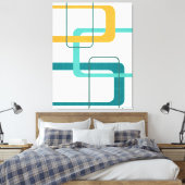 Retro Mid Century Atomic Age 23 Blauwgroen, Sinaas Canvas Afdruk (Insitu (Slaapkamer))