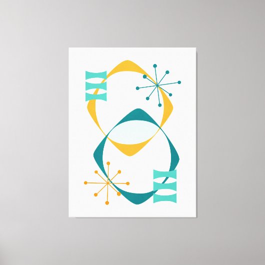 Retro Mid Century Atomic Age 24 Blauwgroen, Aqua,  Canvas Afdruk (Voorkant)