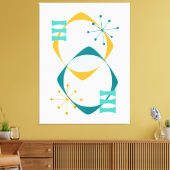 Retro Mid Century Atomic Age 24 Blauwgroen, Aqua,  Canvas Afdruk (Insitu (Woonkamer))
