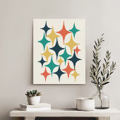 Retro Mid Century Atomic Starburst Star Canvas Afdruk