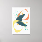 Retro Mid Century atoomruimtetijd 20 houtskool Canvas Afdruk (Voorkant)