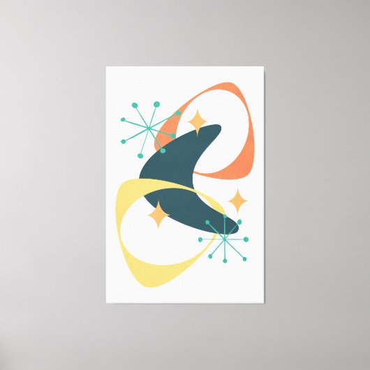 Retro Mid Century atoomruimtetijd 20 houtskool Canvas Afdruk (Voorkant)