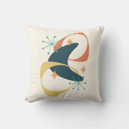 Retro Mid Century atoomruimtetijd 20 houtskool Kussen