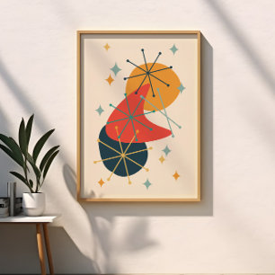Retro Mid Century atoomtijdperk Abstract Perfect Poster