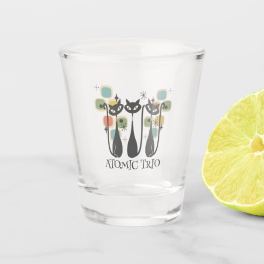 Retro Mid Century Black Atomic Cats MCM Shot Glas (Voorkant)