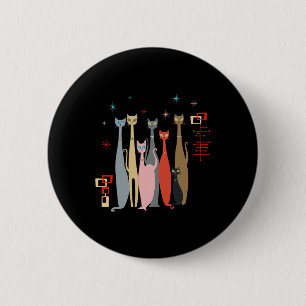 Retro Mid-Century Cats Modern Look jaren '50 jare Ronde Button 5,7 Cm