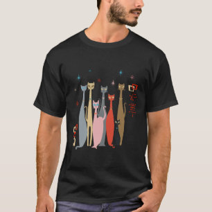Retro Mid-Century Cats Modern Look jaren '50 jare T-shirt