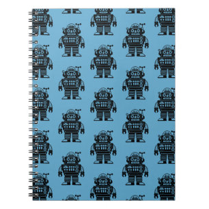 Retro Mid Century Geïnspireerd Robot Patroon Notitieboek