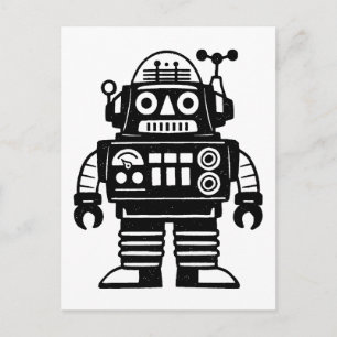 Retro Mid Century Geïnspireerde Robot Briefkaart