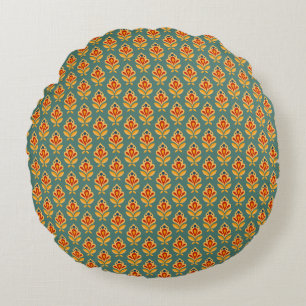 Retro Mid-Century Geometrische Print 1970s Patroon Rond Kussen