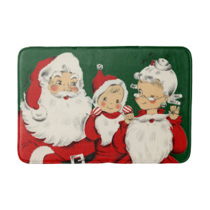 Retro Mid-Century Kerstman Familie – Kitsch Claus Badmat