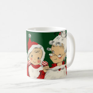 Retro Mid-Century Kerstman Familie – Kitsch Claus Koffiemok