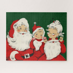 Retro Mid-Century Kerstman Familie – Kitsch Claus Legpuzzel