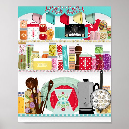 Retro Mid Century Kitchen Poster (Voorkant)