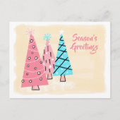 Retro Mid-Century Kleurrijke Vakantiebomen Briefka Feestdagenkaart (Voorkant)