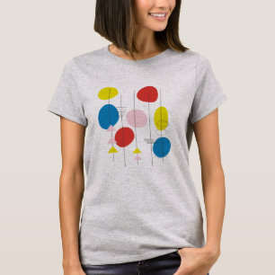 Retro Mid Century Mod Atomic Art   Geel en blauw T-shirt