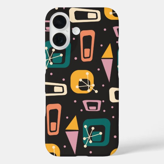 Retro Mid Century Mod Atomic Space Age Black Case-Mate iPhone Case (Achterkant)