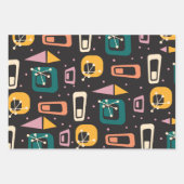 Retro Mid Century Mod Atomic Space Age Black Inpakpapier Vel (Voorkant 3)